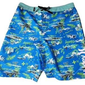 Hurley Neptune Young Mens Blue Board Shorts Size 18 Waist 29 NEW